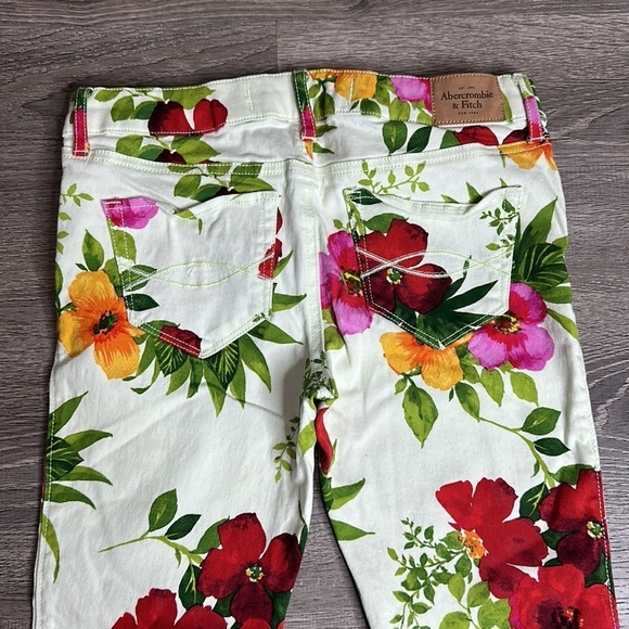 Abercrombie & Fitch Multi Tropical Print Low-Rise Cropped Skinny Pants Sz 25 - Picture 5 of 11